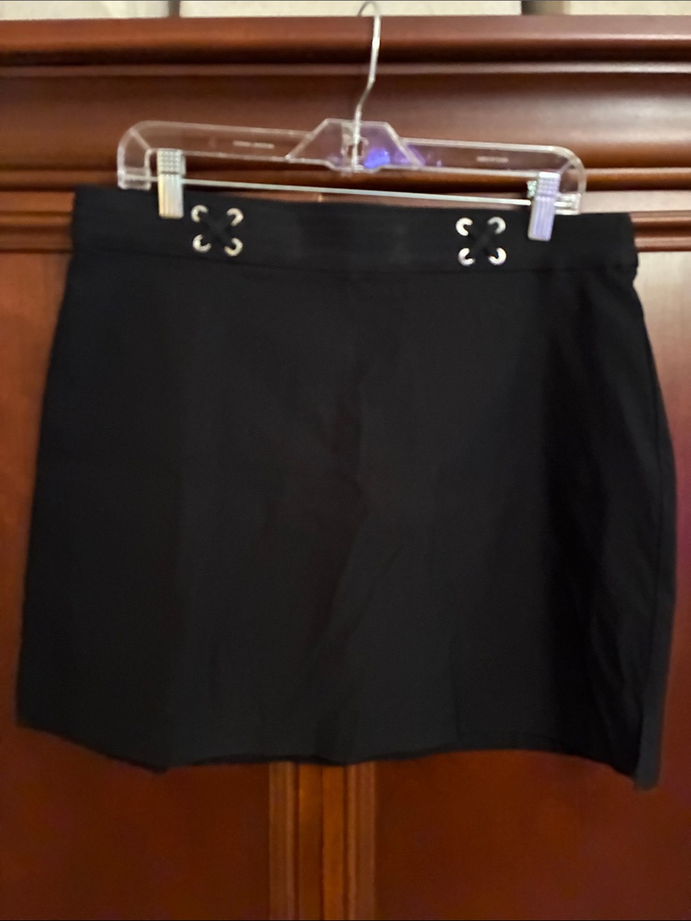 Black Mini Skort with Eyelet Detail - Women
